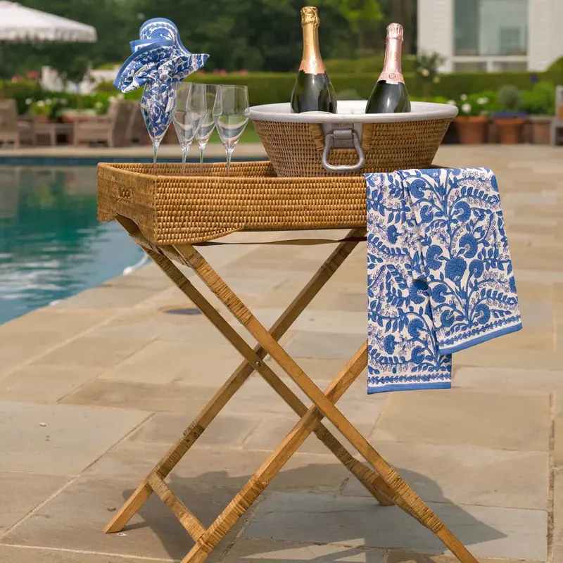 Woven Rattan Butler’S Tray With Adjustable Stand 1