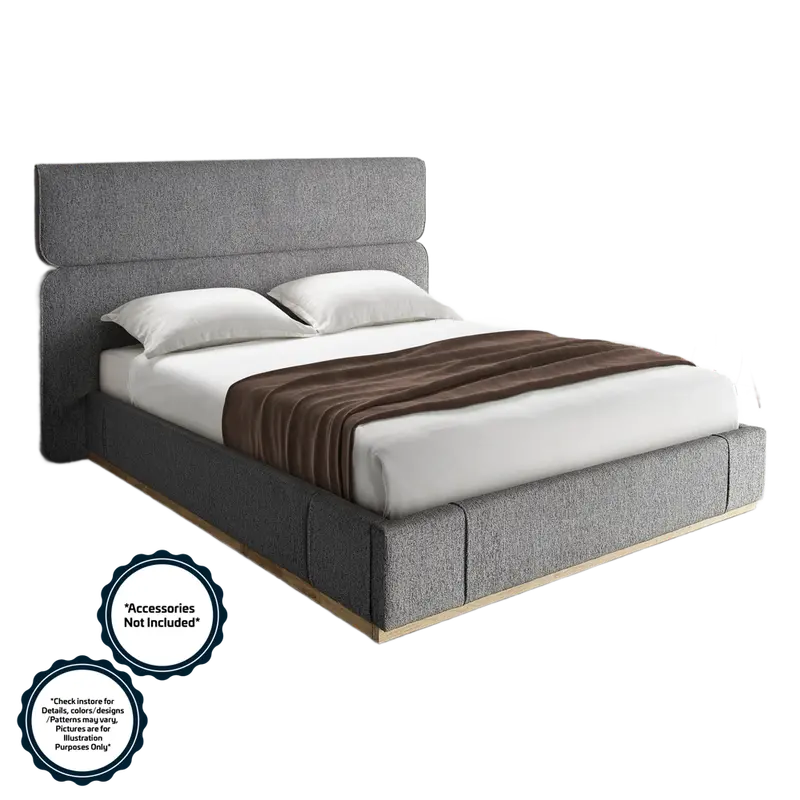 Xinhe Husk King Bed – Matte Black Fabric Finish, 1980 X 1830 Mm (#Xh8552) 1