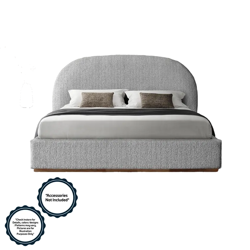 Xinhe Leno Queen Bed Frame – Light Grey Fabric Finish, 1980 X 1530 Mm (#Xh8542) 1