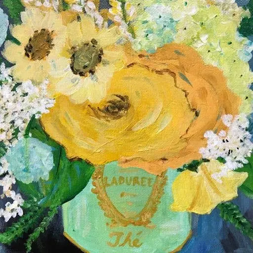 Yellow Roses In Ladurée Inspired Art Print 1