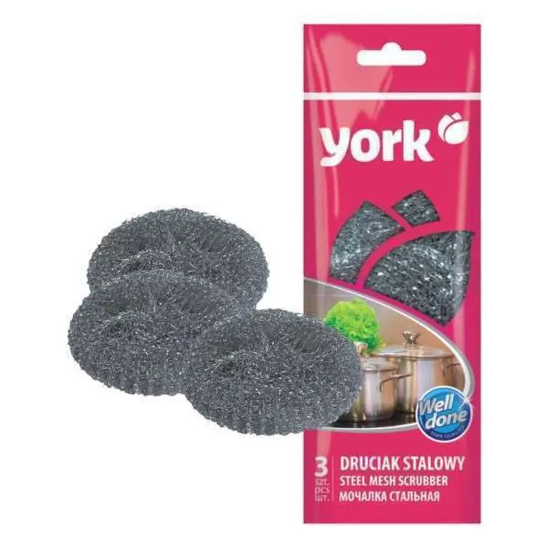 York Steel Mesh Scrubber Pack – 3-Count Heavy-Duty Cleaning Tools 1