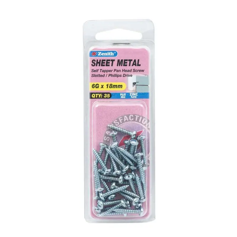 Zenith Zinc-Plated Pan Head Self-Tapping Screw – 6G X 18Mm (35-Pack) 1