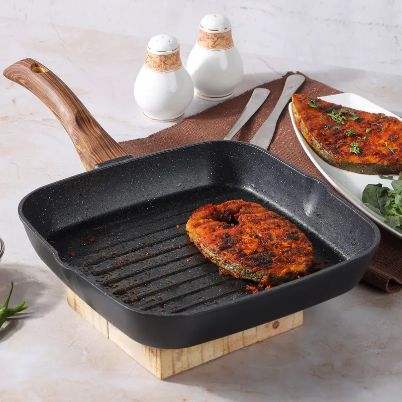 Zest Plus Aluminum Die-Cast Grill Pan – 24 Cm Induction-Ready Surface 1